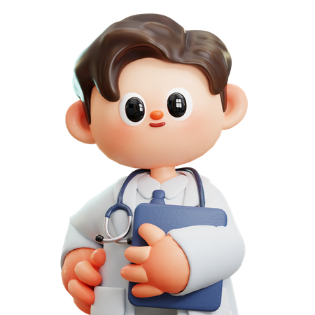 Doctor Is Holding Medical Report Clipboard  3D Illustration