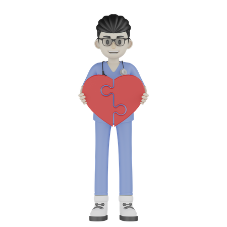 Doctor Joined Heart  3D Illustration