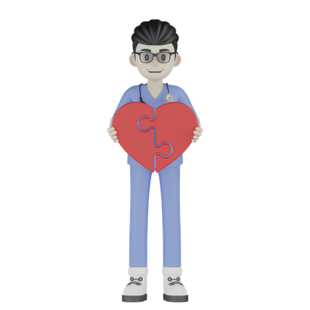 Doctor Joined Heart 3D Illustration