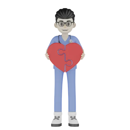 Doctor Joined Heart  3D Illustration