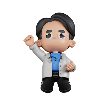 Doctor Jumping In The Air  3D Illustration