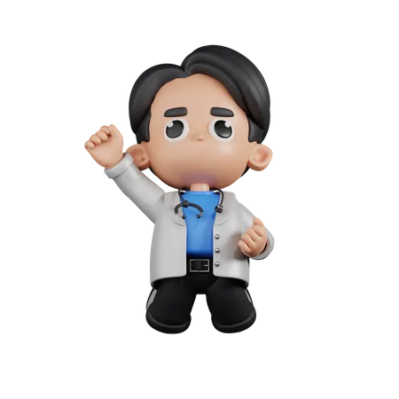 Doctor Jumping In The Air  3D Illustration