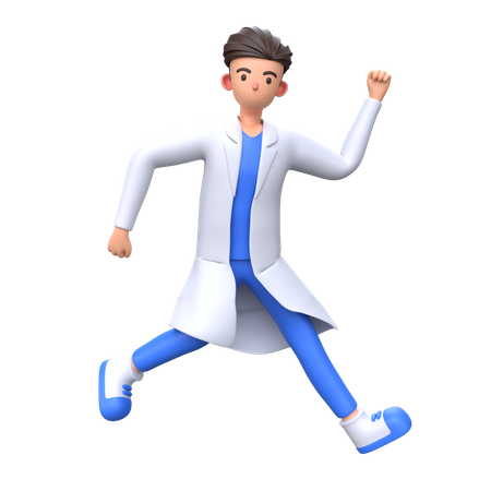 Doctor jumping pose  3D Icon