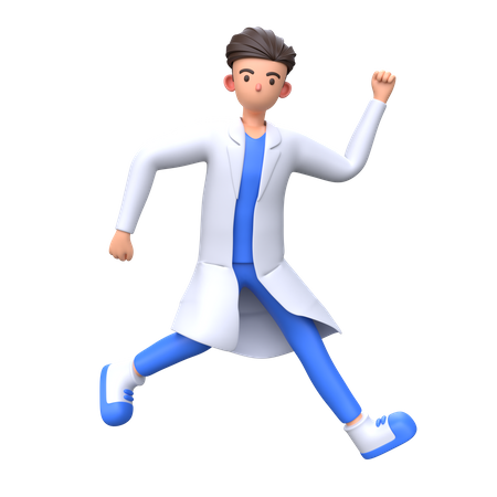 Doctor jumping pose  3D Illustration