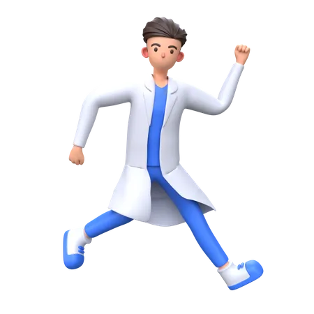 Doctor jumping pose  3D Illustration
