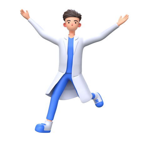 Doctor jumping pose and celebrating success  3D Illustration
