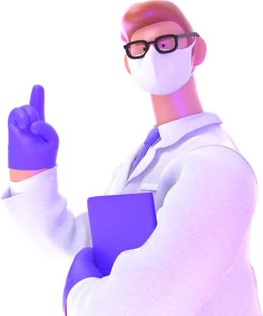 Doctor levantando el dedo  3D Illustration