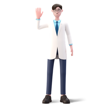 Doctor levantando la mano  3D Illustration