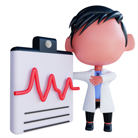 Doctor looking at cardiogram report  3D Icon