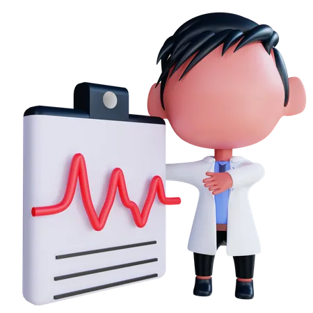 Doctor looking at cardiogram report  3D Illustration