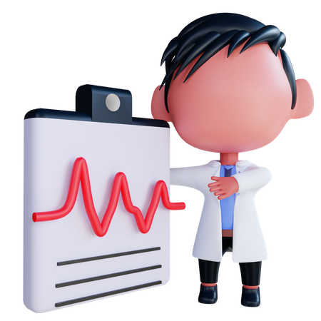 Doctor looking at cardiogram report  3D Illustration