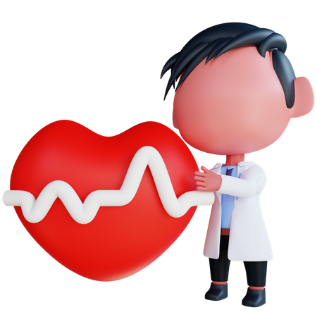 Doctor looking at heart cardiogram  3D Illustration