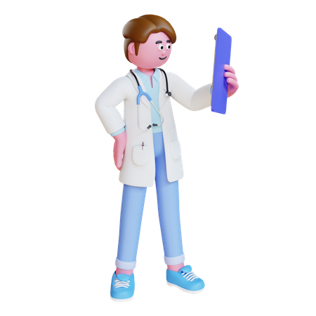 Doctor Looking medical Report  3D Icon