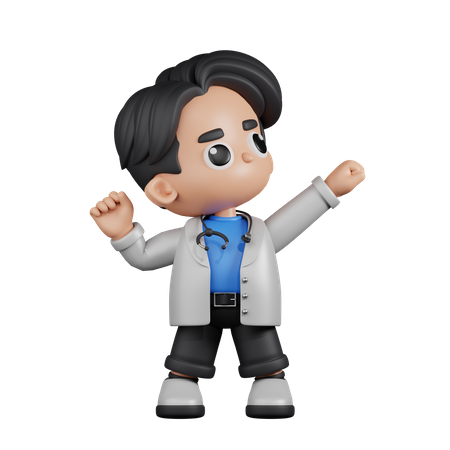 Doctor Looking Victorious  3D Icon