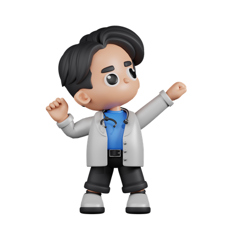 Doctor Looking Victorious  3D Illustration