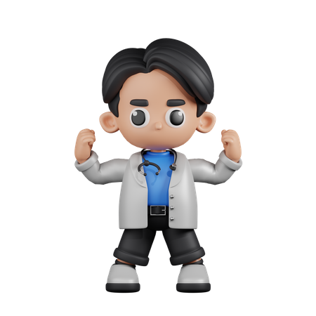 Doctor luciendo fuerte  3D Illustration