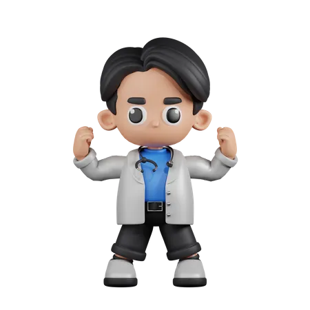 Doctor luciendo fuerte  3D Illustration