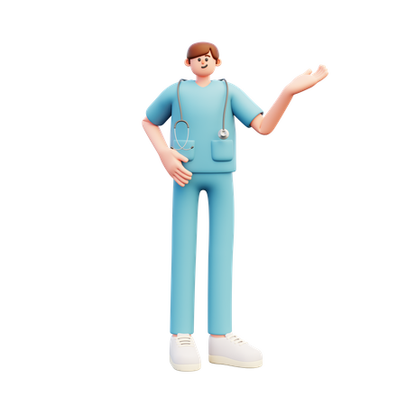 Doctor Makes Presentation Gesture  3D Illustration