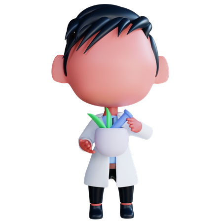 Doctor making herbal medicine  3D Illustration