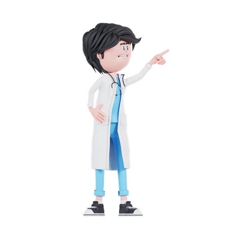 Médico masculino apuntando hacia la izquierda  3D Illustration