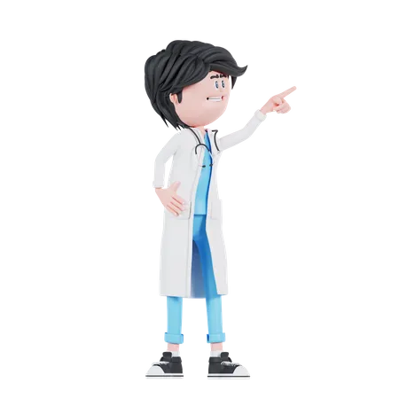 Médico masculino apuntando hacia la izquierda  3D Illustration