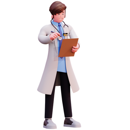 Médico masculino escribir receta  3D Illustration