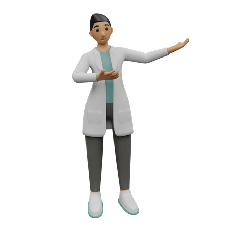 Médico masculino mostrando algo del lado derecho  3D Icon