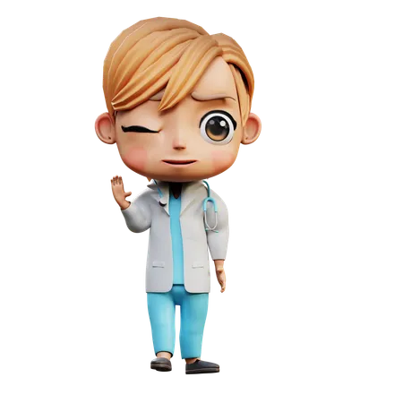 Médico masculino saluda  3D Illustration