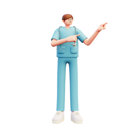 Doctor masculino señalando recomendación  3D Illustration