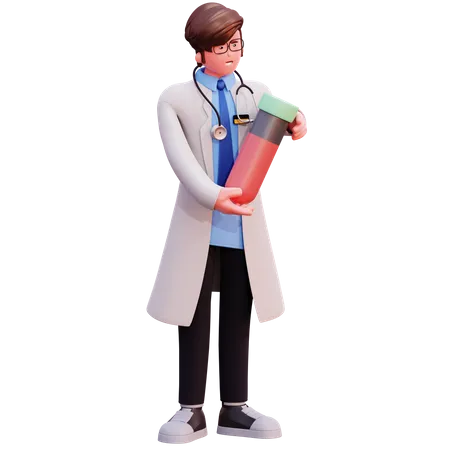 Doctor masculino sosteniendo muestra de sangre  3D Illustration