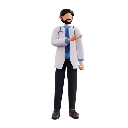 Doctor mostrando algo  3D Illustration