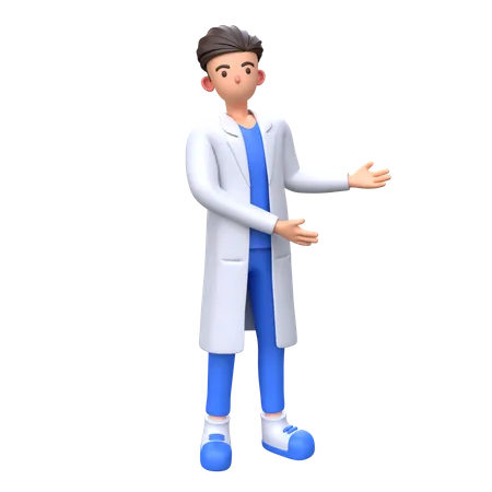 Doctor mostrando algo en el lado derecho  3D Illustration