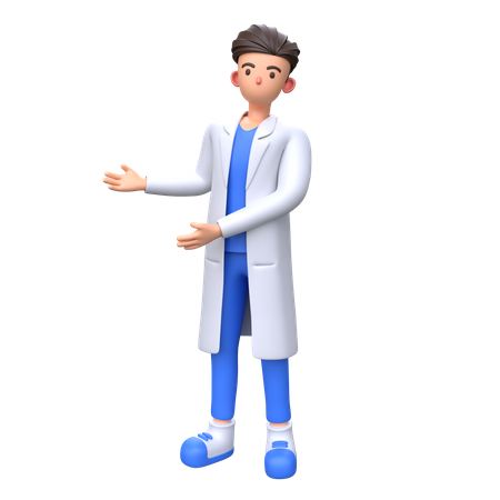 Doctor mostrando algo en el lado izquierdo  3D Illustration