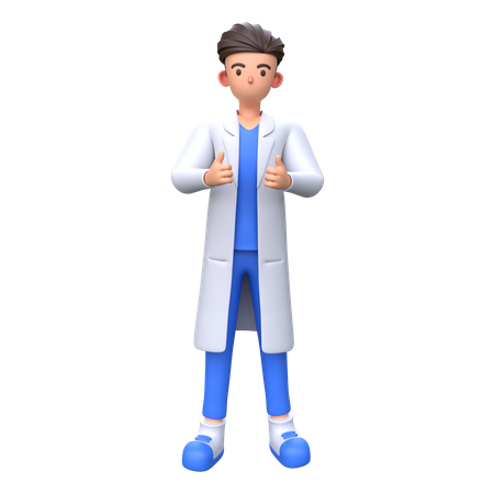 Doctor mostrando gesto de pulgar hacia arriba  3D Illustration