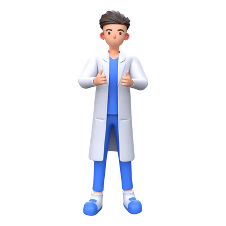 Doctor mostrando gesto de pulgar hacia arriba  3D Illustration