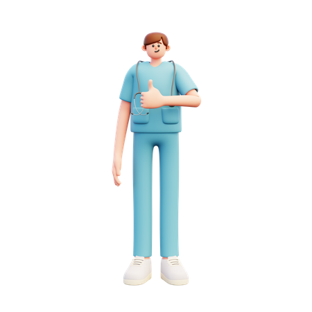 Doctor mostrando los pulgares hacia arriba  3D Illustration