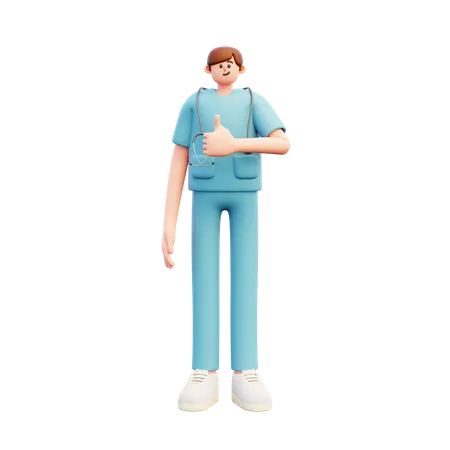 Doctor mostrando los pulgares hacia arriba  3D Illustration