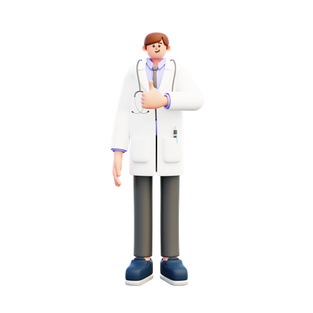 Doctor mostrando los pulgares hacia arriba  3D Illustration