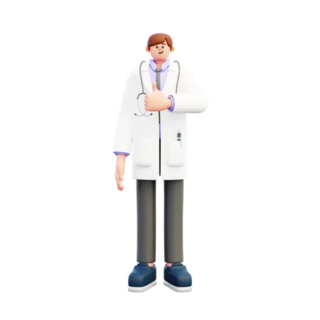 Doctor mostrando los pulgares hacia arriba  3D Illustration