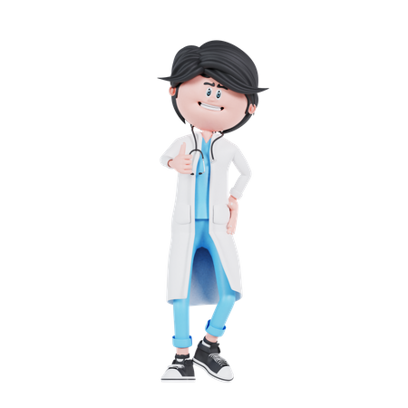 Doctor mostrando los pulgares hacia arriba  3D Illustration