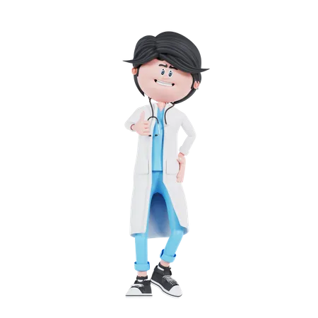 Doctor mostrando los pulgares hacia arriba  3D Illustration