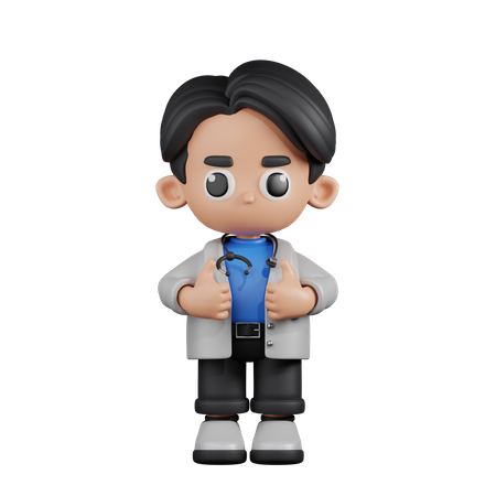 Doctor mostrando los pulgares hacia arriba  3D Illustration