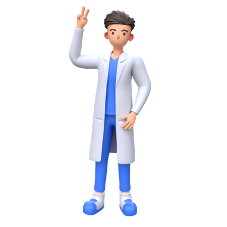 Doctor mostrando signo de victoria  3D Illustration