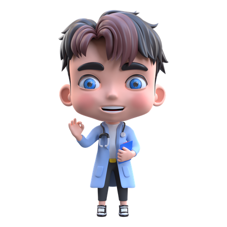 Doctor mostrando gesto de aprobación  3D Illustration