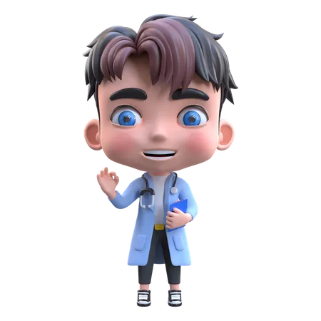 Doctor mostrando gesto de aprobación  3D Illustration