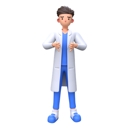 Doctor mostrando gesto de pulgar hacia abajo  3D Illustration