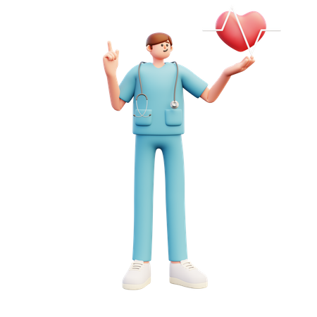 Doctor mostrando latidos del corazón  3D Illustration