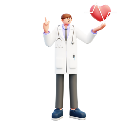 Doctor mostrando latidos del corazón  3D Illustration