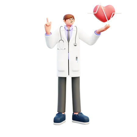 Doctor mostrando latidos del corazón  3D Illustration