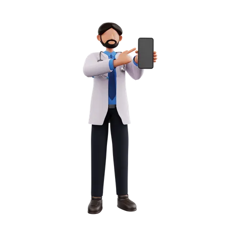 Doctor mostrando movil  3D Illustration